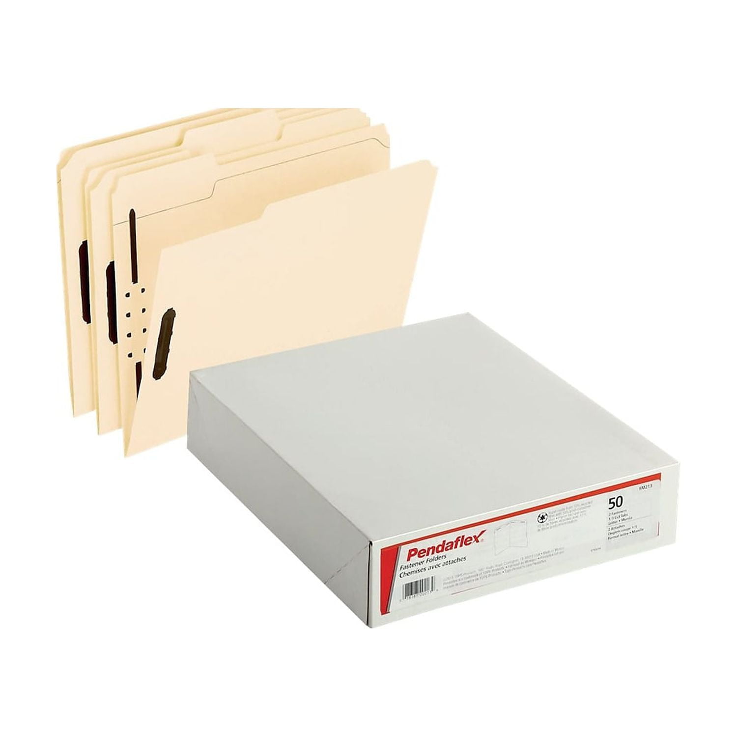 Pendaflex Fastener Folders 2 Fasteners 1/3 Cut Tabs Letter Manila 50/Box FM213