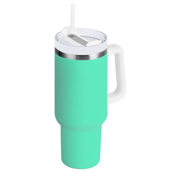 Spearmint Tumbler with Handle and Straw Lid 40 oz Insulated Vacuum Water Bottle Stainless Steel Travel Cup