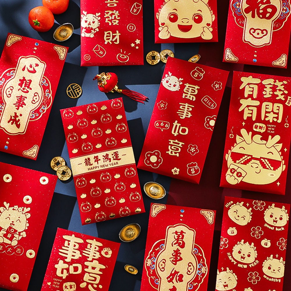 4pcs New Year 2024 Lucky Money Envelopes With Golden Dragon Pattern, Cute  Cartoon Chinese Red Envelopes For Spring Festival, Suitable For 2024  Chinese New Year, Parties, Birthdays, As Well As 2024 New