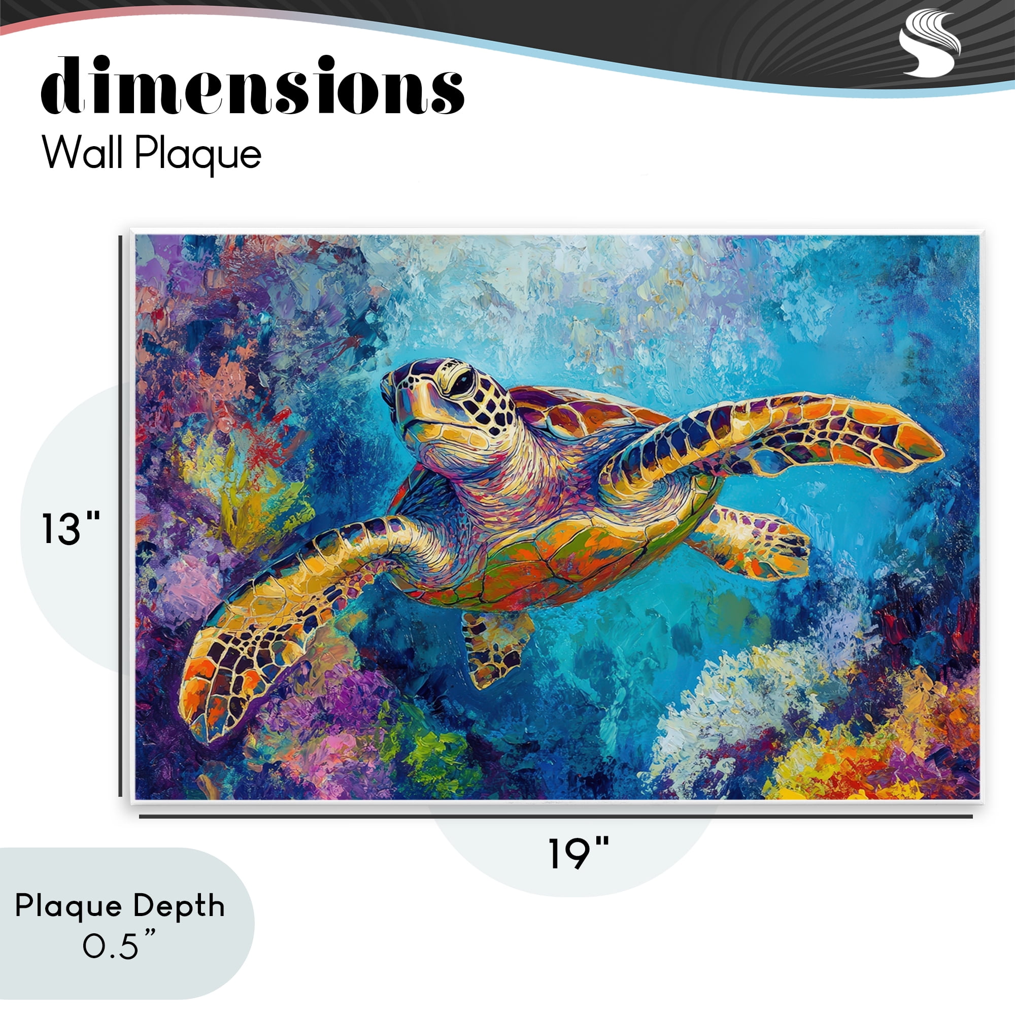 Stupell Industries Colorful Sea Turtle over Coral Wall Plaque Art, design by Petal Prints Design
