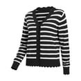 thumbnail image 6 of Hilenly Womens Striped Cardigan Sweaters Long Sleeve V Neck Lightweight Open Front Button Down Knit Cardigans, 6 of 8