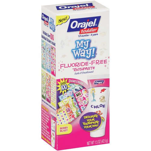 Orajel Toddler My Way FluorideFree Berry Blast Toothpaste, 1.5 oz