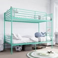 thumbnail image 2 of Jopath Twin over Twin Bunk Bed,Heavy Duty Metal Bed Frame with Ladder and Full-Length Guardrail,Noise Free, Easy Assemble,Able to Split 2 Bed,Green, 2 of 8