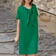 thumbnail image 2 of Vestido largo bohemio con cuello en V, corte en A y volantes en capas para mujer - Vestido de verano con estampado floral y largo hasta los tobillos, 2 of 5