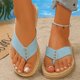 thumbnail image 5 of Sandalias Planas con Correas de Tobillo Metal Acento Pie Post Espadrilles, Sandalias Planas de las Mujeres Pie Redondo Verano, 5 of 9