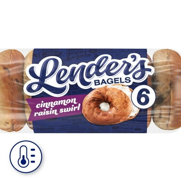 Lender's Original Cinnamon Raisin Bagels, 6 count, Pre-sliced Bagels, 17.1 oz Bag