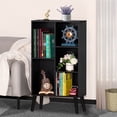 thumbnail image 3 of LELELINKY 5 Cube Open Shelf 5-Cube Storage Organizer Standard Wood Bookcase Bookshelf Wall Shelf 38" Tall Narrow Bookcase Display Stand Home Office, Black, 3 of 7