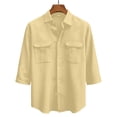 thumbnail image 3 of DAFPZW Mens Casual Waffleknit Shirt 3/4 Sleeve Button Down Collared Summer Shirts Loose Fit Hawaiian Beach Shirts with Pockets, 3 of 5