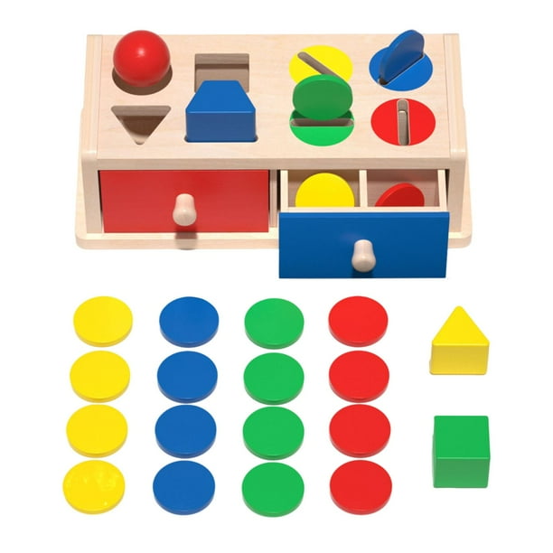 Caja de caída de bolas, juguete Montessori de madera, desarrollo de madera con cajones, cajas de objetos de juguete para bebés para interacción de