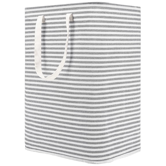 DOKEHOM 80L Freestanding Laundry Hamper with Handle, Collapsible Large Cotton Storage Basket for Clothes (Grey)