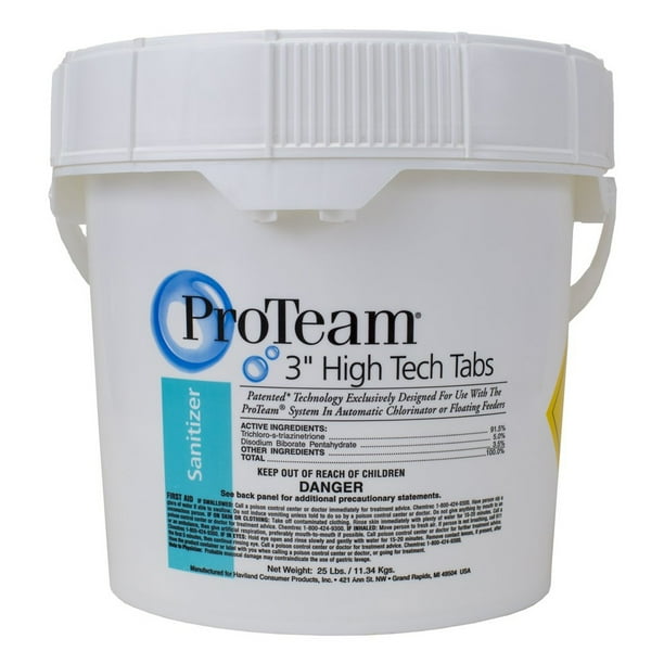 ProTeam 3"" High Tech Tabs 25 lb Tub Chlorine Tablets for Swimming