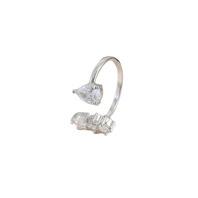 Anillo de apertura para mujer, anillos de decoración de circón de Metal de cobre, decoraciones de mano, joyería chapada para novia para fiesta Ropa, zapatos y accesorios Miscelánea Plata Jumpingount AP014641-02