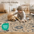 thumbnail image 4 of ODIKA 5'x7' Beige Blue Khaki Floral Medallion Vintage Washable Area Rug Traditional Botanical Motifs with Ornate Non-Slip, Low Pile, Stain Resistant for Guest Room, Lounge, Apartment, 4 of 7