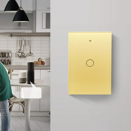 

Tiitstoy Smart Switc-h Smart Wi-Fi Light Wall Swit-ch 2.4GHz Wi-Fi Tou-ch Switc-hes Fit for US Wall Switc-hes 1 Gang Gold