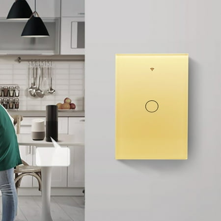 

Tiitstoy Smart Switc-h Smart Wi-Fi Light Wall Swit-ch 2.4GHz Wi-Fi Tou-ch Switc-hes Fit for US Wall Switc-hes 1 Gang Gold