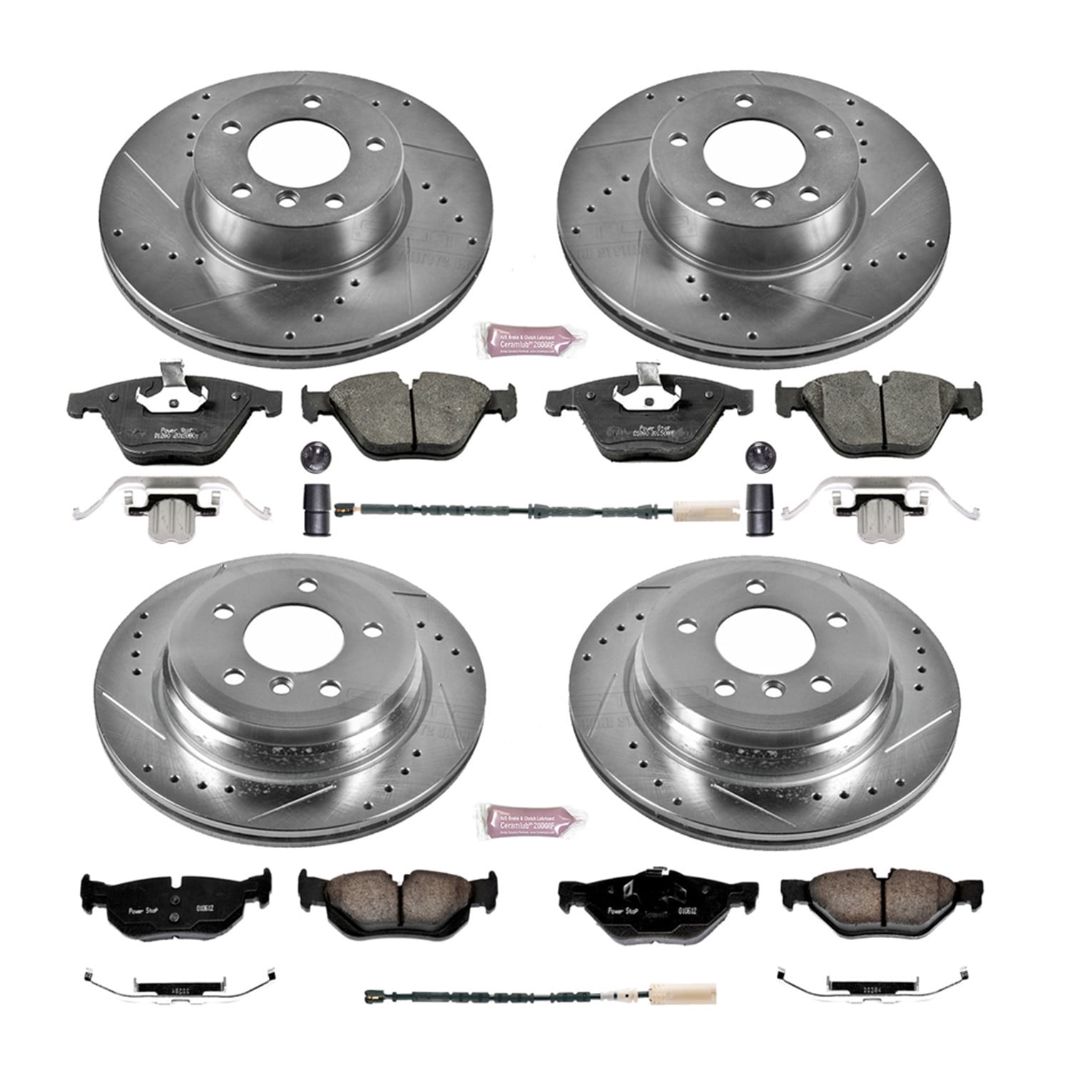 PowerStop Front and Rear Z23 Evolution Sport Carbon-Fiber Ceramic Brake Pad and Drilled & Slotted Rotor Kit Fits: BMW Select Models K6074