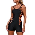 thumbnail image 3 of Bxsruta Women's Conservative One Piece Swimsuit Printed Stitched Tummy Control Athletic Bathing Suit with Removable Padded Bra, 3 of 8