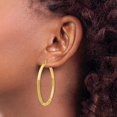 thumbnail image 3 of 14k Yellow Gold Satin and Diamond-cut 3.2mm Round Hoop Earrings - 45mm, 3 of 6