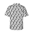 thumbnail image 5 of Hawaiian Shirt For Men, Black White Wave Pattern Summer Shirts For Men, Mens Button Down Short Sleeve Shirt, 5 of 8