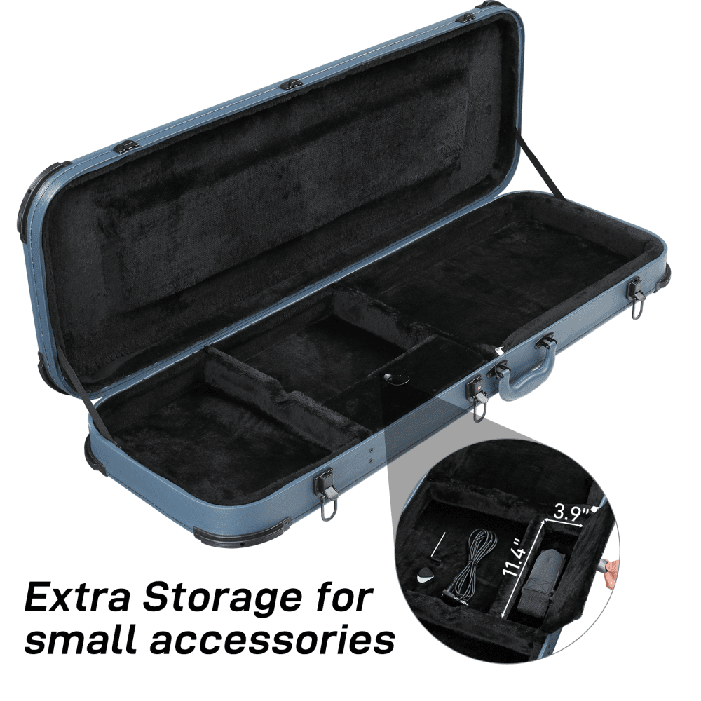 Tcbosik Electric Guitar Hard Case with Lock for ST/TL/Burning Fire/170 Style, Blue