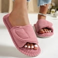 thumbnail image 4 of CIENVNSTG Womens Orthopedic Arch Support Fuzzy Adjustable Corduroy Memory Foam Open Toe Slippers Comfortable Non‑Slip Indoor Slides Supportive Footwear Hot Pink 43, 4 of 6
