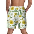 thumbnail image 2 of Lsque Mens Swim Trunks Yellow Dandelions Pattern - Bathing Suit Compression Liner - Beach Swim Shorts Swimwear - (S-3XL) - Stretch Quick Dry -X-Large, 2 of 9