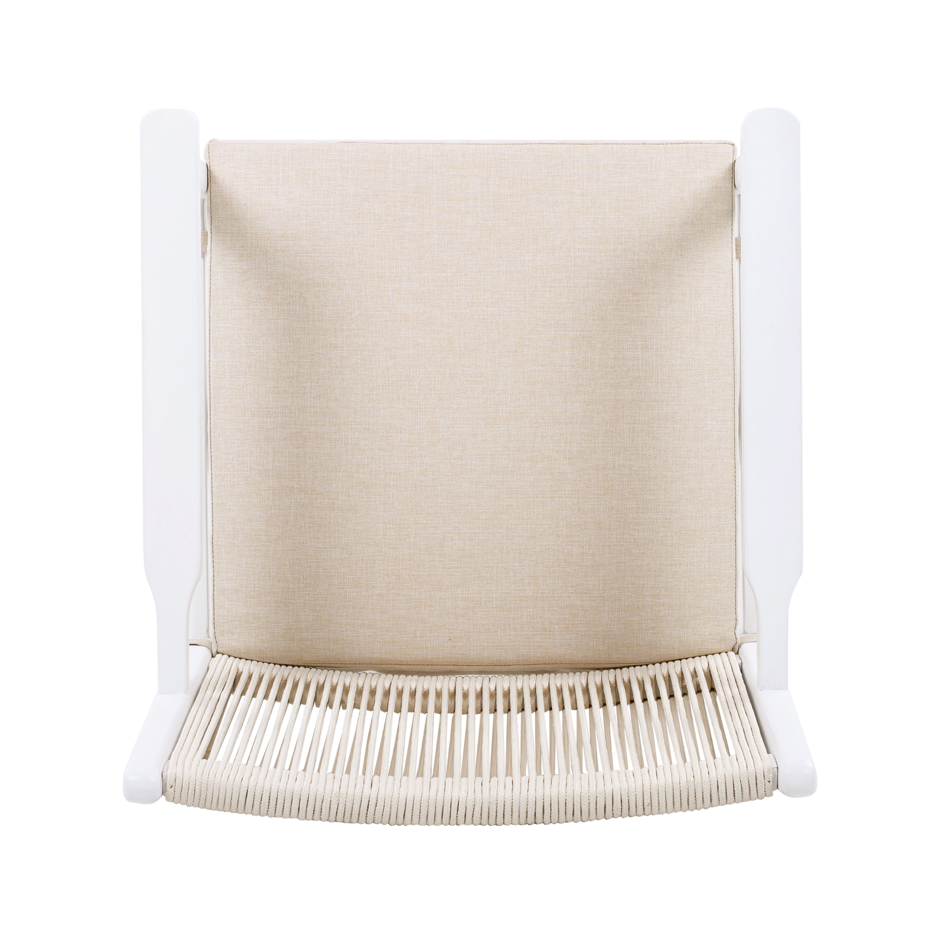 MAYEERTY 2 - Piece Outdoor Dining Chairs Acacia Wood Patio Armchair White Frame Rope - Design Back 400lbs Weight Capacity