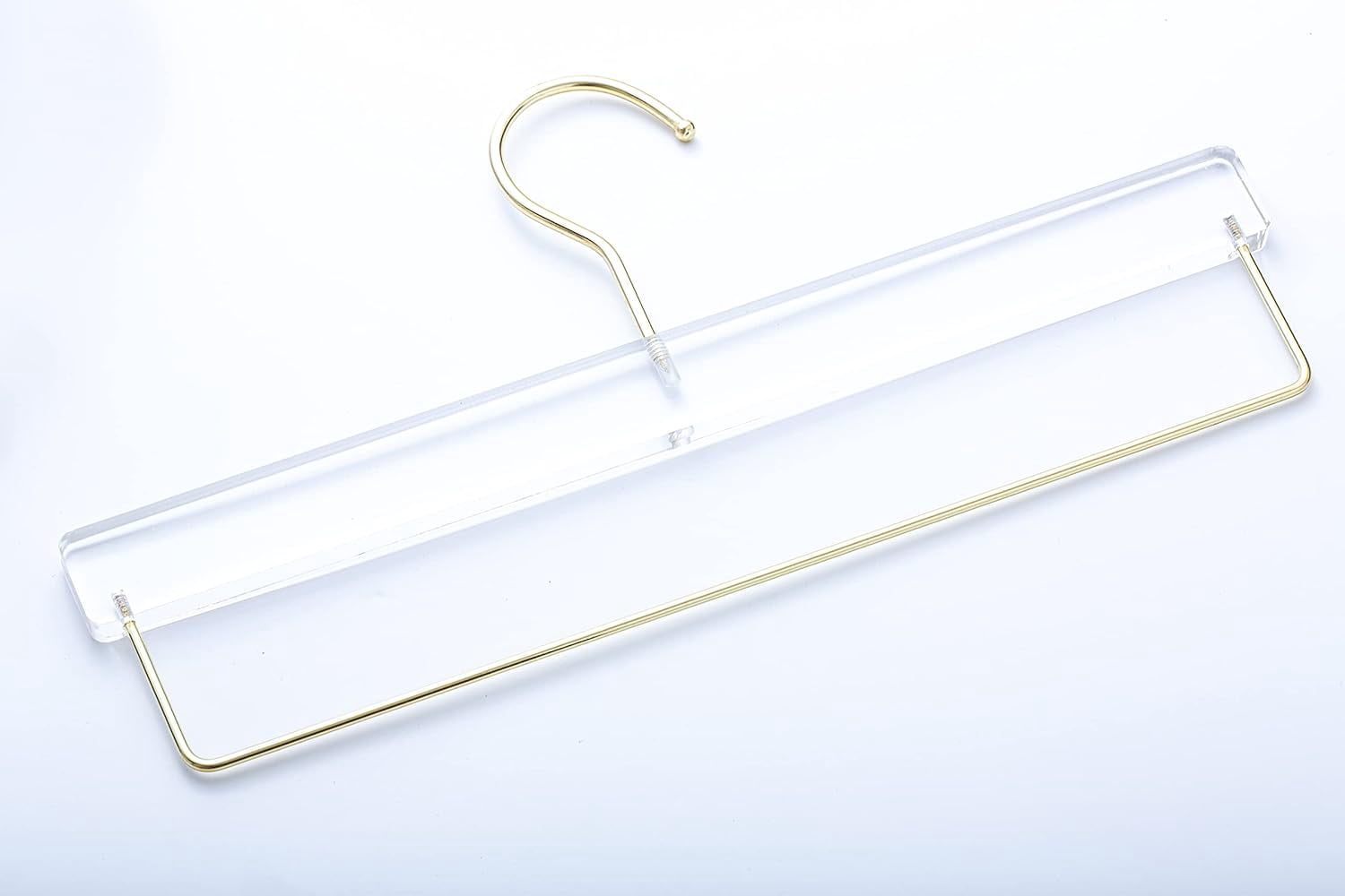 HomeCube USA Clear Acrylic Clothes Hanger with Gold Hooks & Bar – Heavy Duty Organizer for Pants, Slacks & More – Elegant Lucite Design for Closet, Boutique, Home & Retail Display
