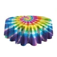thumbnail image 5 of Rainbow Tie Dye Mandala Pattern Round Tablecloth 60"x60",Wrinkle Wipeable Table Cloth for Kitchen Dining Room Picnic Patio Party, 5 of 6