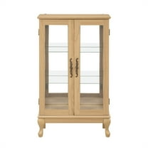 Oak 25.98 in. Display Cabinet with 2 Glass Doors