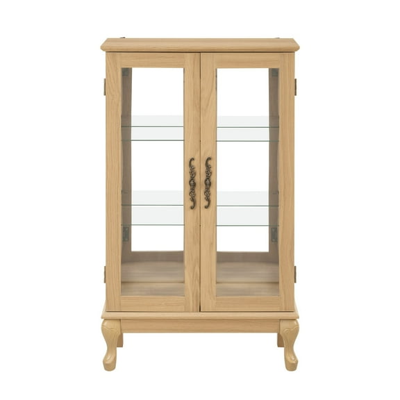 Oak 25.98 in. Display Cabinet with 2 Glass Doors
