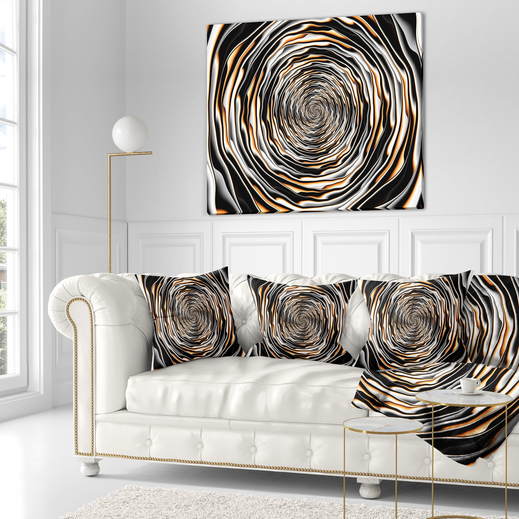 Designart Fractal Rotating Abstract Design - Abstract Throw Pillow - 16x16