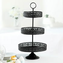Efavormart 23" Black Metal Reversible Tiered Cupcake Stand, 3 Tier Dessert Stand Cupcake Holder, Display Stand