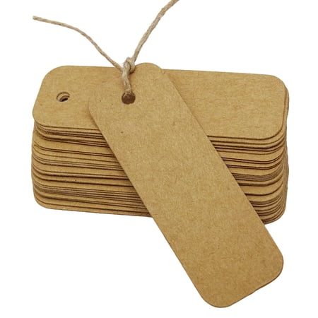 100 Pcs Rectangular Shape Blank Tags Bonbonniere Wedding Favor Hang Tag with Free Natural Jute Twine - Colors Available