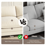 Cloud Like Modular Sectional Sofa with Movable Ottoman, Deep Seating with Lumbar Support, Machine-Washable Corduroy Cover - Beige