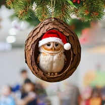 Wildlife Ornaments for Christmas Tree, Forest Animal Christmas Hanging Ornament, Owl Christmas Decorations, 2D Christmas Tree Animal Pattern Acrylic Ornament for Home Animal Lovers (Owl)