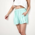 thumbnail image 3 of Women's Striped Elastic Waist Lounge Shorts with Relaxed Fit and Side Pockets - Small, Green, 3 of 7
