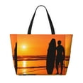 thumbnail image 2 of PAYOHTO Surfer Beach at Sunset Large Beach Tote Bags for Womens Mens Sandproof Swim Pool Bag with Zipper for Travel Vacation, 2 of 7
