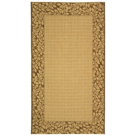 SAFAVIEH Courtyard Regent Traditional Floral Indoor/Outdoor Area Rug Natural/Brown, 6'7" x 9'6"