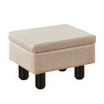 thumbnail image 7 of Tcbosik Rectangular Storage Ottoman with Flip-Top Lid, Small Footrest Stool with Hidden Compartment, Linen Fabric Padded Seat with Wooden Legs, for Bedroom Living Room Entryway, Khaki, 7 of 7