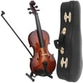 thumbnail image 1 of Violon Miniature en Bois avec Support, Nœud, Boîte Classique, Mini Instrument de Musique Réplique Artisanat Maison de Poupée Modèle Décoration Maison, Excellent Cadeau pour Garçons Filles Anniversaire Noël Nouvel An, 1 of 8