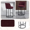 thumbnail image 4 of S-HOME Modern Linen Fabric Counter Height Bar Stools Set of 2 with Backrest and Footrest for Dining Experience, WINE RED, 4 of 19