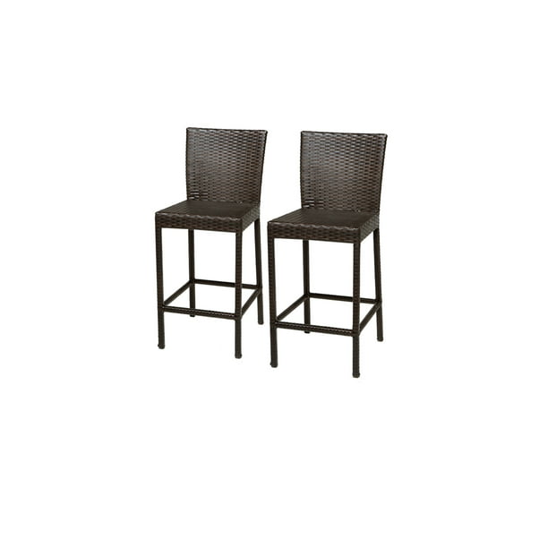 Two Wicker Outdoor Bar Stool Brown, White Wicker Outdoor Bar Stools With Backs