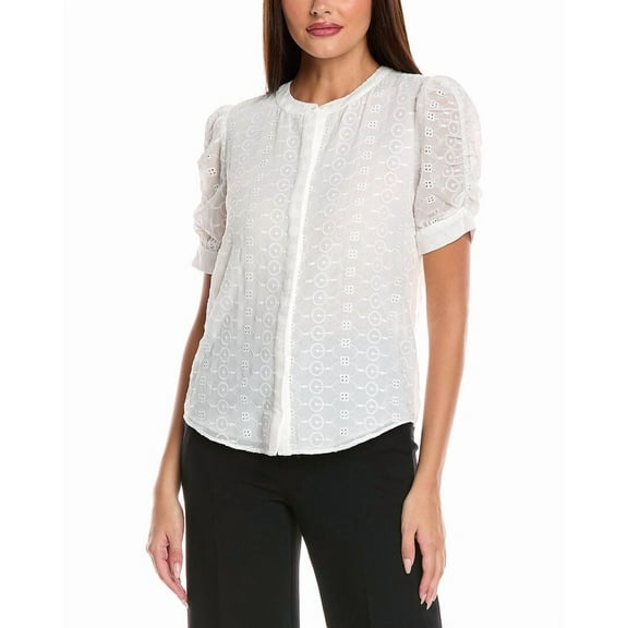 T Tahari womens  Button Blouse, xs, White