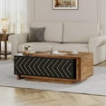 thumbnail image 2 of Tribesigns Extendable Coffee Table with 2 Storage Drawers, Dual-Tone Center Table with Sliding Tabletop, Multi-functional Hidden Storage Wooden Rectangle Cocktail Table for Living Room, Brown & Black, 2 of 5