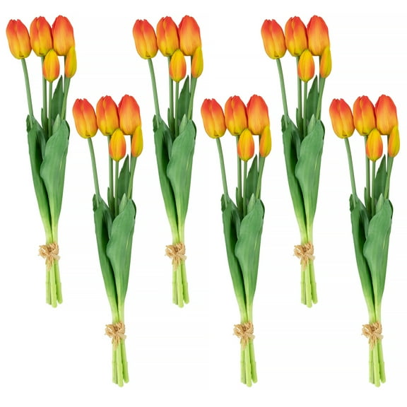 Northlight Real Touch™ Red and Yellow Artificial Tulip Floral Bundles, Set of 6 - 18"