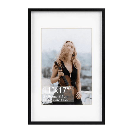 8x12 Picture Frames 1 Pack, 11x17 without Mat and 8x12 with Mat, Black, 11x17 Photo Frame for Wall Mounting Vertically or Horizontally