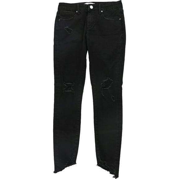 Articles of Society Womens Diagonal Hem Skinny Fit Jeans, Black, 26