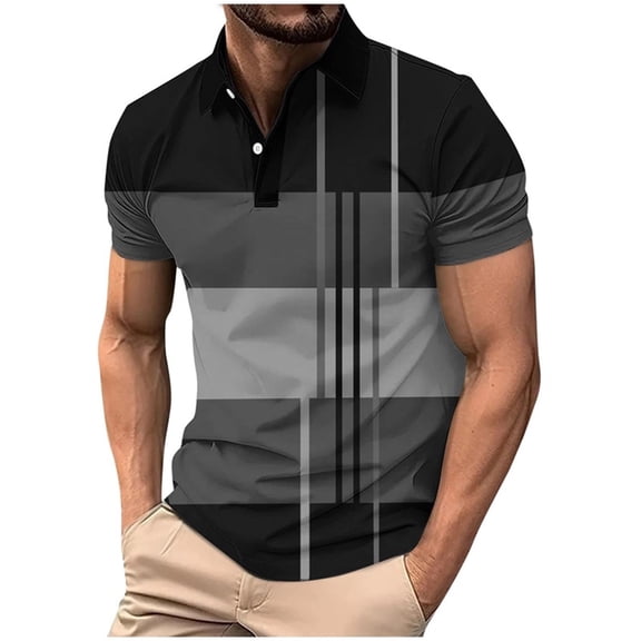 KeShDi Strip Shirt for Men Y2k Tops Men's Pullover Button Printing Lapel Long Sleeve Turndown Collar Blouse Shirt Green 3X