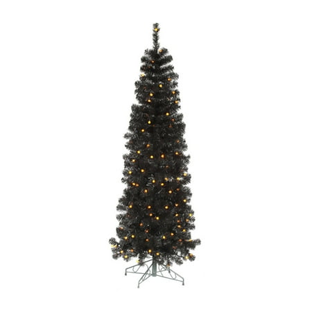 Vickerman Pre Lit 65 Black Pencil Pine Artificial Christmas Tree LED Orange Vickerman Pre Lit 65 Black Pencil Pine Artificial Christmas Tree LED Orange